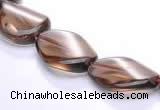 CSQ02 10*14mm twisted oval natural smoky quartz beads Wholesale