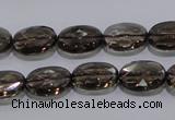 CSQ118 10*14mm facetad oval grade AA natural smoky quartz beads