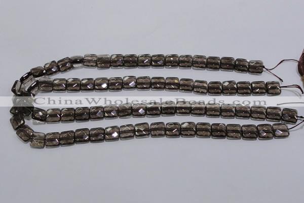 CSQ120 10*10mm facetad square grade AA natural smoky quartz beads