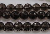 CSQ131 15.5 inches 10mm faceted round grade AA natural smoky quartz beads