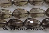 CSQ138 12*18mm faceted teardrop grade AA natural smoky quartz beads