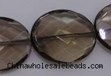 CSQ215 25*30mm faceted oval grade AA natural smoky quartz beads