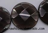 CSQ221 15.5 inches 30mm faceted coin grade AA natural smoky quartz beads