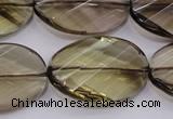 CSQ230 20*30mm faceted & twisted oval grade AA natural smoky quartz beads