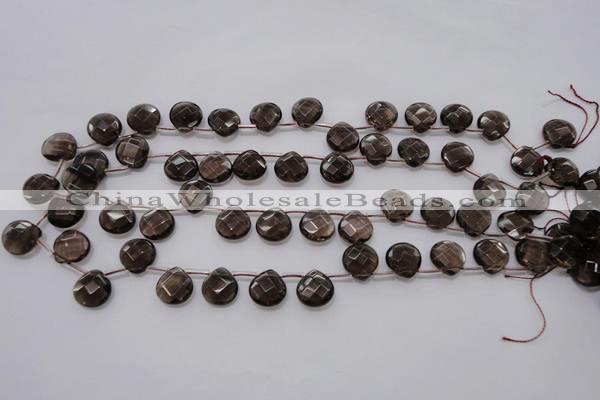 CSQ237 12*12mm faceted briolette grade AA natural smoky quartz beads
