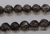 CSQ240 15.5 inches 10mm faceted round grade AA natural smoky quartz beads