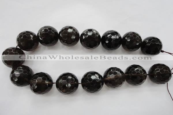 CSQ248 15.5 inches 25mm faceted round grade AA natural smoky quartz beads