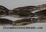 CSQ260 15.5 inches 8*28mm faceted rice natural smoky quartz beads