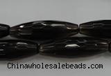 CSQ262 15.5 inches 10*30mm faceted rice natural smoky quartz beads