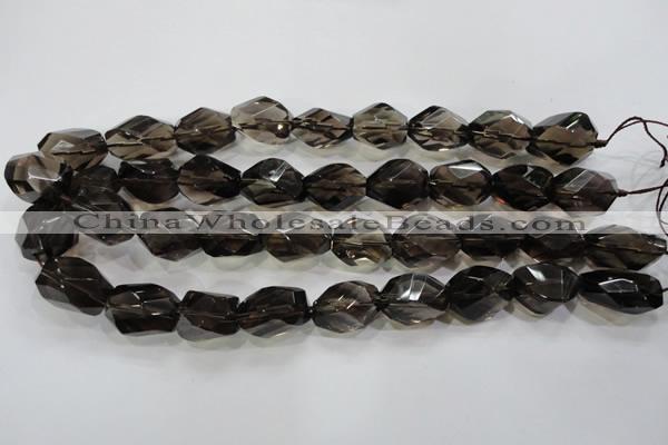 CSQ265 15.5 inches 15*20mm faceted nuggets smoky quartz beads