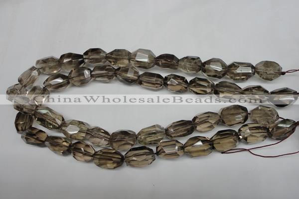 CSQ266 15.5 inches 13*18mm faceted nuggets smoky quartz beads