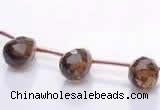 CSQ33 Top drilled 10*14mm faceted teardrop natural smoky quartz beads