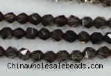 CSQ351 15.5 inches 6mm faceted nuggets smoky quartz beads