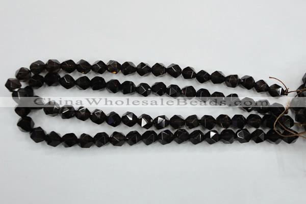 CSQ353 15.5 inches 10mm faceted nuggets smoky quartz beads