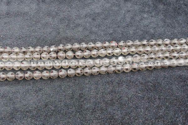 CSQ501 15.5 inches 6mm faceted round matte smoky quartz beads
