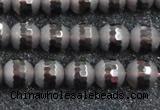 CSQ512 15.5 inches 8mm faceted round matte smoky quartz beads