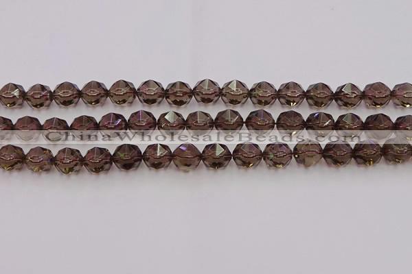 CSQ528 15.5 inches 10mm faceted nuggets smoky quartz gemstone beads