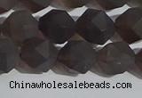 CSQ533 15.5 inches 10mm faceted nuggets matte smoky quartz beads