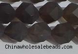 CSQ534 15.5 inches 12mm faceted nuggets matte smoky quartz beads