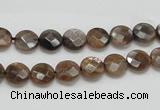 CSS104 15.5 inches 8mm faceted coin natural sunstone beads wholesale