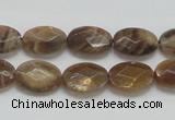 CSS107 15.5 inches 10*14mm faceted oval natural sunstone beads wholesale