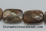 CSS114 15.5 inches 18*25mm faceted rectangle natural sunstone beads