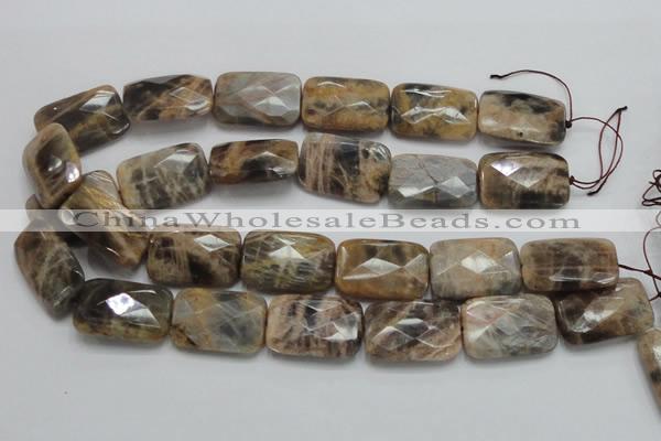 CSS115 15.5 inches 20*30mm faceted rectangle natural sunstone beads