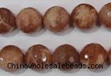 CSS508 15.5 inches 14mm faceted round natural golden sunstone beads