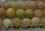 CSS612 15.5 inches 8mm faceted round yellow sunstone gemstone beads