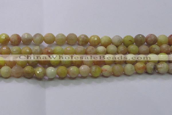 CSS613 15.5 inches 10mm faceted round yellow sunstone gemstone beads