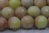 CSS614 15.5 inches 12mm faceted round yellow sunstone gemstone beads