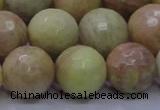 CSS617 15.5 inches 18mm faceted round yellow sunstone gemstone beads