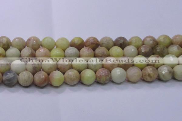 CSS617 15.5 inches 18mm faceted round yellow sunstone gemstone beads