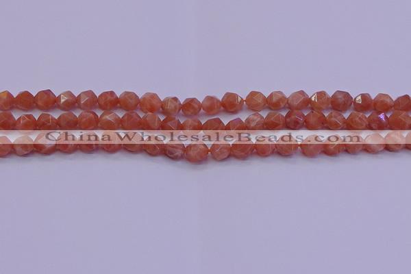 CSS681 15.5 inches 6mm faceted nuggets natural sunstone beads