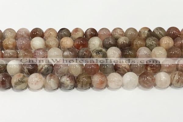 CSS802 15 inches 10mm round rainbow sunstone beads