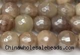 CSS811 15 inches 8mm faceted round AB-color sunstone beads