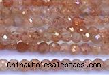 CSS835 15 inches 2mm faceted round golden sunstone beads