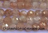CSS837 15 inches 4mm faceted round golden sunstone beads