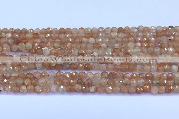 CSS837 15 inches 4mm faceted round golden sunstone beads