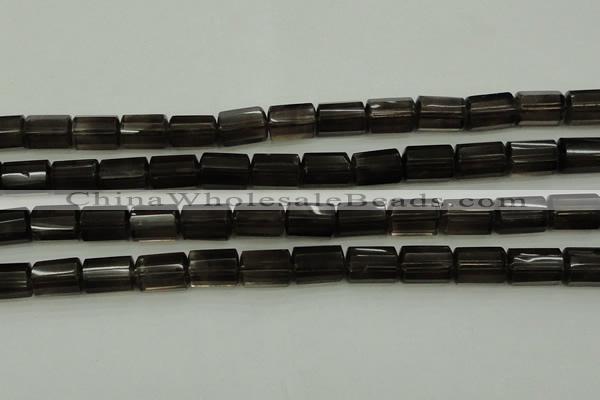 CTB100 15.5 inches 8*12mm faceted tube smoky quartz beads