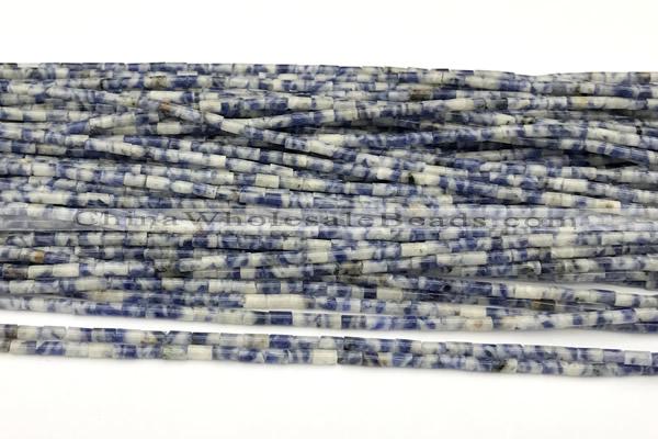 CTB1001 15 inches 2*4mm tube blue spot stone beads