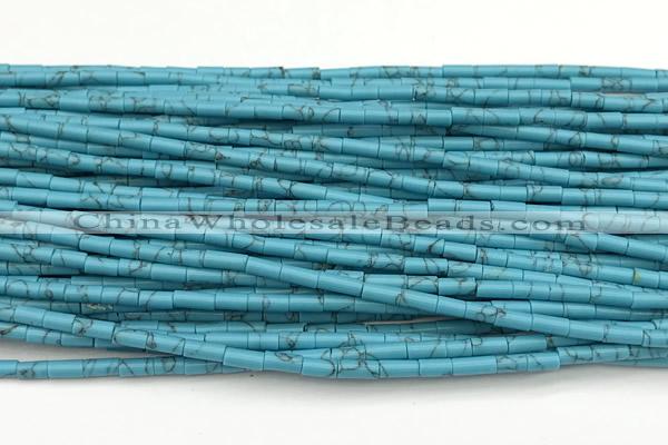 CTB1014 15 inches 2*4mm tube imitation turquoise beads