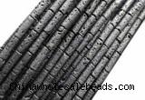 CTB1066 15 inches 4*13mm tube black lava beads wholesale