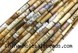 CTB1068 15 inches 4*13mm tube picture jasper beads wholesale