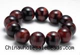 CTB11 9 inches 18mm round red tiger eye stretch bracelet