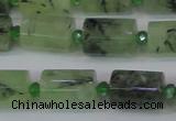 CTB205 15.5 inches 10*15mm faceted tube green rutilated quartz beads