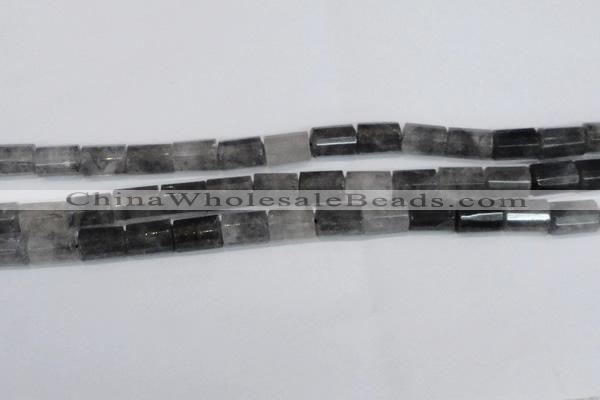 CTB206 15.5 inches 10*15mm faceted tube cloudy quartz beads