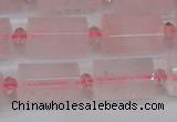 CTB212 15.5 inches 13*18mm faceted tube rose quartz beads