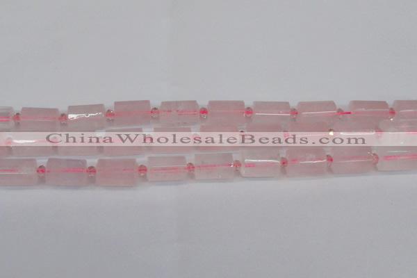 CTB212 15.5 inches 13*18mm faceted tube rose quartz beads