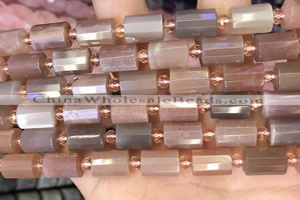 CTB224 15.5 inches 8*12mm faceted tube moonstone beads